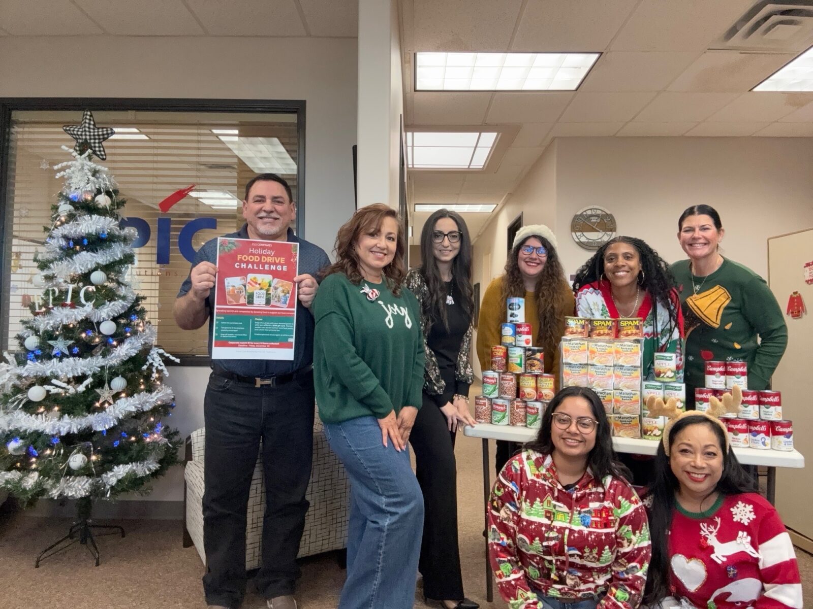 Epic land solutions collected food to support local food banks during the holidays, food donations